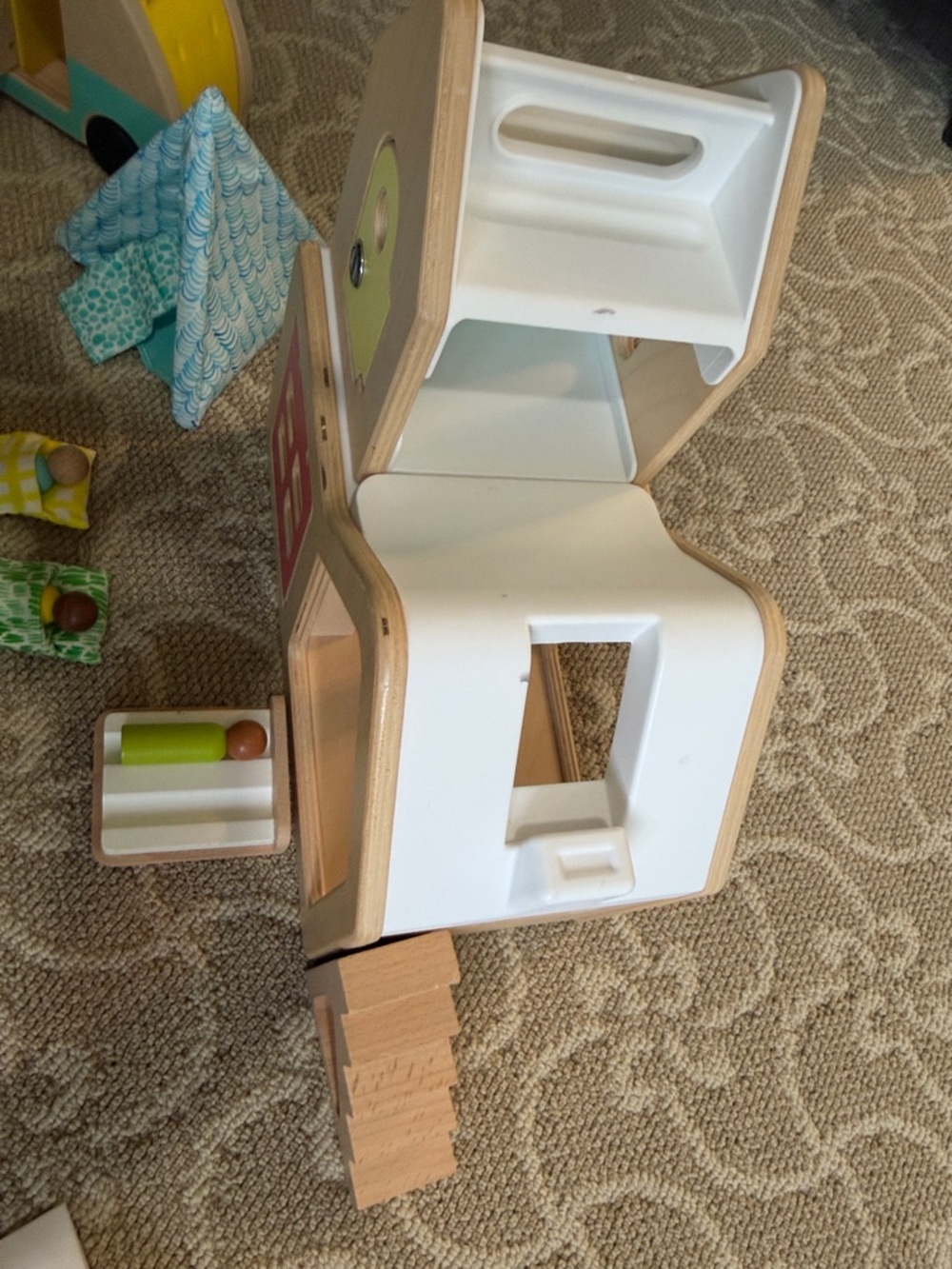Lovevery Wooden Playhouse & Vehicle Set in Yellow and Teal - Picture 6 of 9